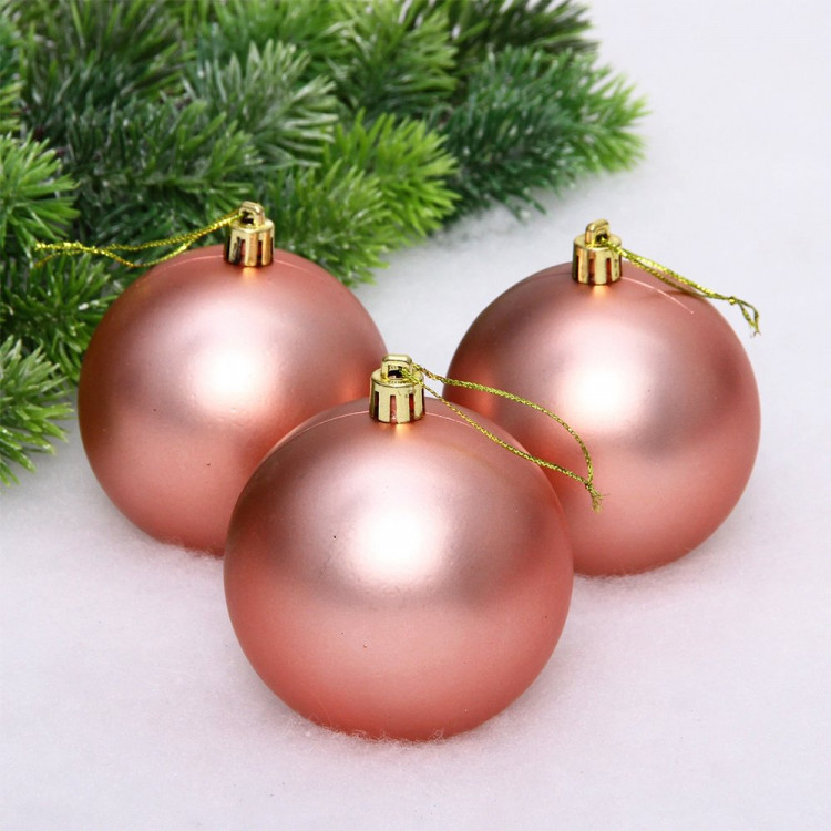 Набор шаров 08см 03шт/наб. "Матовый" цв.розов. золото арт.201-1428