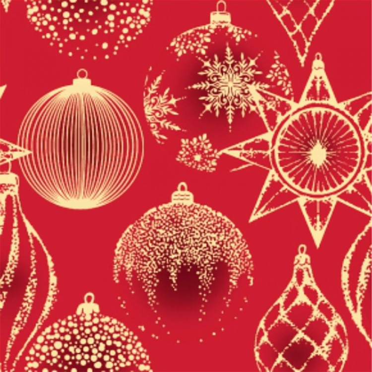 Салфетки бумажные 33*33см 3 слоя 20шт/уп. Bouquet "Золотые украшения на красном" арт.25123