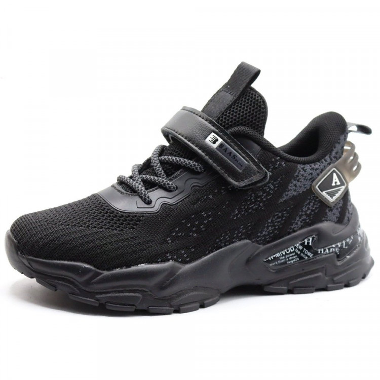 Кроссовки для мальчика (KMB) цвет черный верх-текстиль  подкладка-текстиль размерный ряд 32-37 артикул m-ls-K6258-1