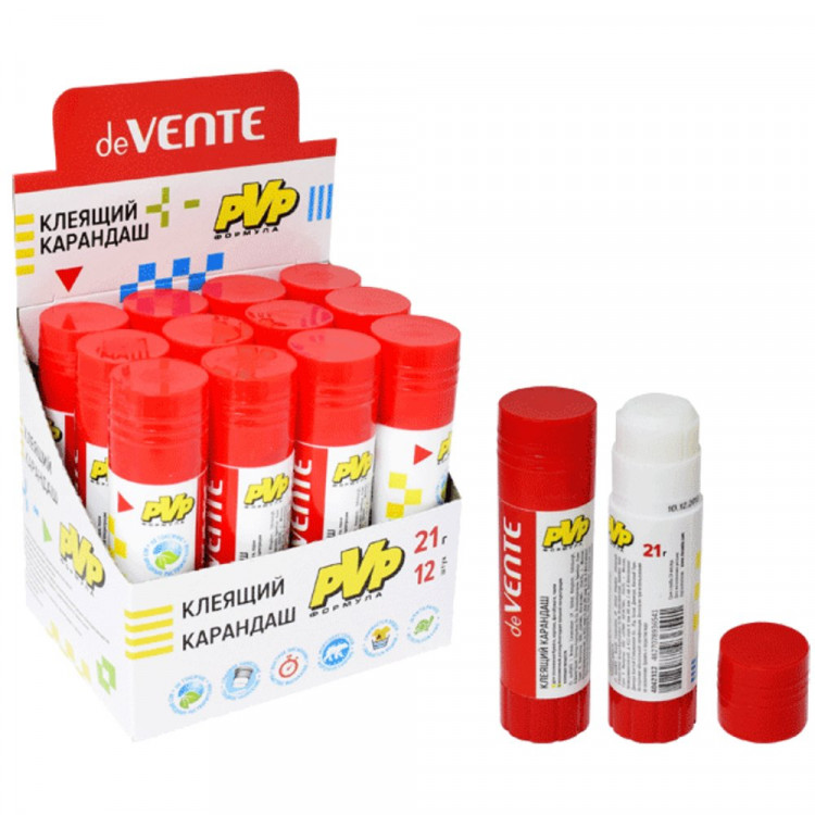 Клей-карандаш 21г deVENTE (быстросохнущий) PVP основа арт.4042037 (Ст.24/648)