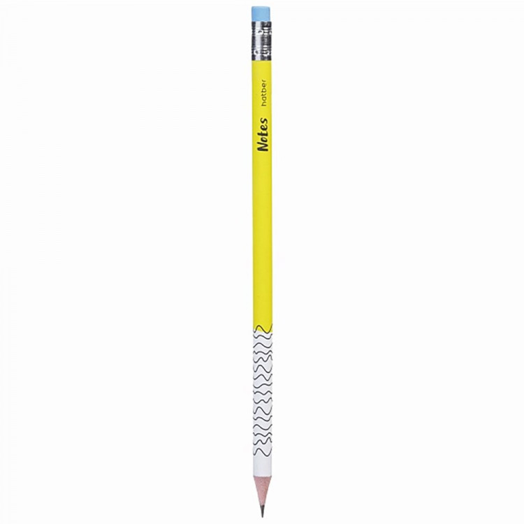 Карандаш чернографитный  Hatber с ластиком HB Notes круглый корпус арт.	BL_076496 (Ст.72)