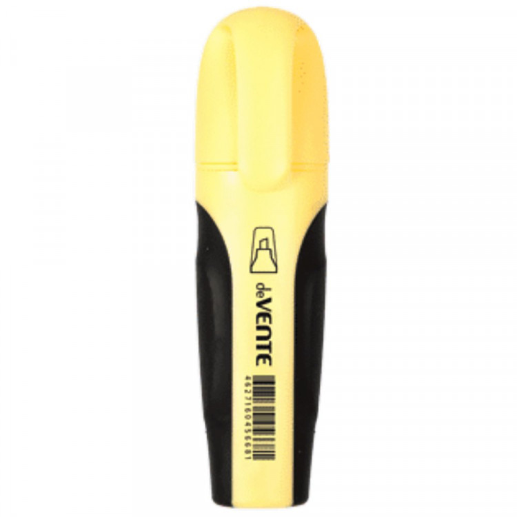 Текстовыделитель  deVENTE  1-5мм скошенный, Пастель (Pastel) желтый, каучуковые вставки арт.5045900 (Ст.12)