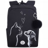 Рюкзак для девочек школьный (Grizzly) арт.RG-666-5/2 черный - белый 26х39х17 см Рюкзак для девочек школьный (Grizzly) арт.RG-666-5/2 черный - белый 26х39х17 см