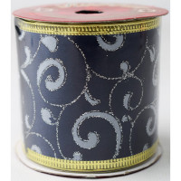 Лента новогодняя полиэстер на леске 6,3*270см "Морская волна" арт.76278