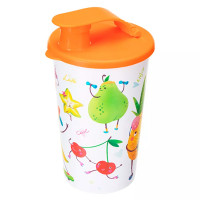 Стакан 400мл "Фруктовая вечеринка" с клапаном, оранжевый арт.431330508