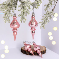 Украшение декор.подвеска пластик "Сосулька. Гламур" 10см 04шт/наб. цв.роз.золото арт.107-6161