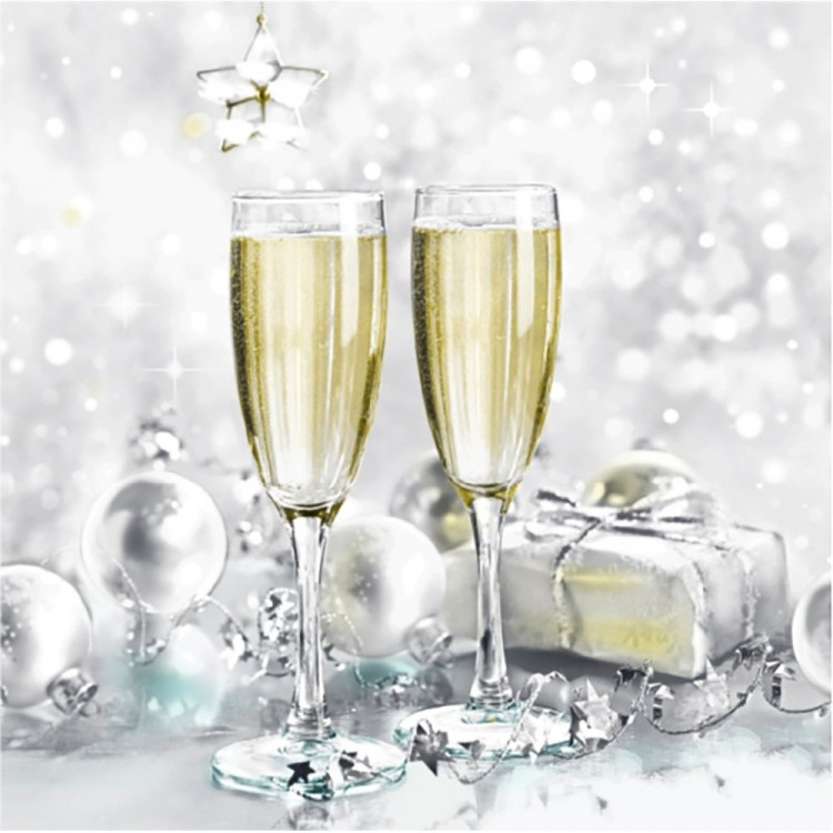 Салфетки бумажные 33*33см 3 слоя 20шт/уп. Bouquet "Брызги шампанского" арт.25109