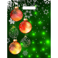 Пакет ПВД прорезная ручка 31*40см 60мкм НГ Шары в зеленых огнях