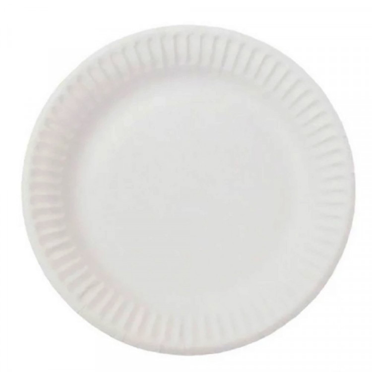 Тарелка бумажная 1-секционная d-170мм, упаковка 100шт. (Ст.100/1000) Тарелка бумажная 1-секционная d-170мм, упаковка 100шт. (Ст.100/1000)