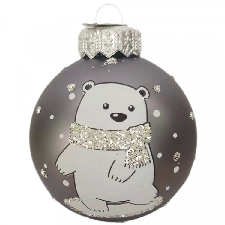 Шар стекло 06,5см "Веселый медвежонок 4" арт.КУ-65-224178/4