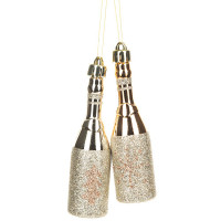 Фигурка на ёлку пластик "Бутылочка" 10см 02шт/наб. цв.золото арт.89182