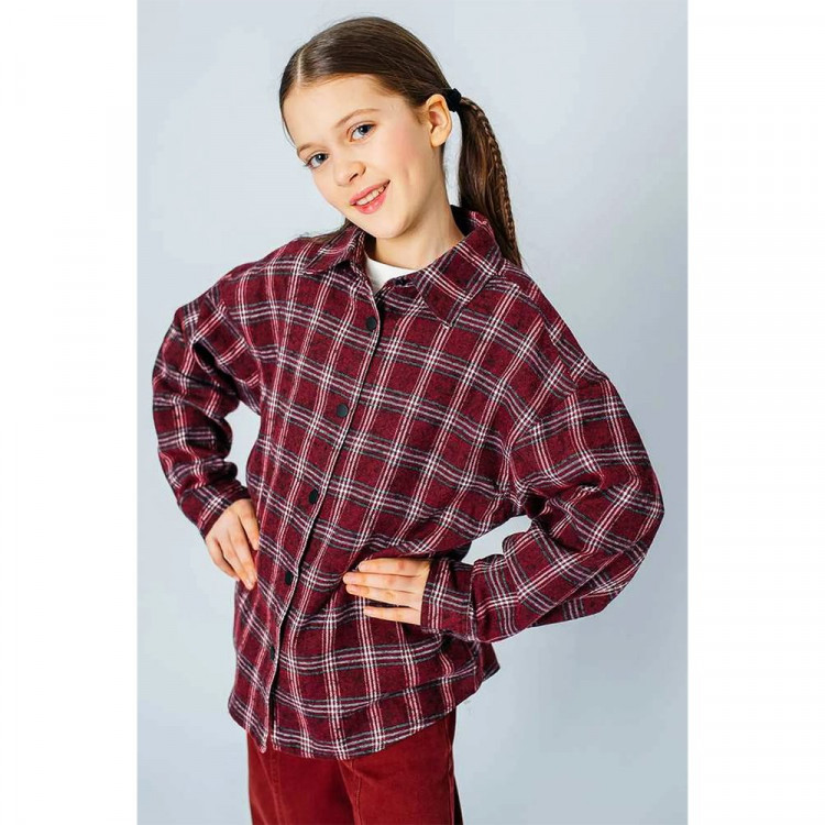 Рубашка для девочки артикул W22688 (DELORAS) размер цвет бордовый Рубашка для девочки артикул W22688 (DELORAS) размер цвет бордовый