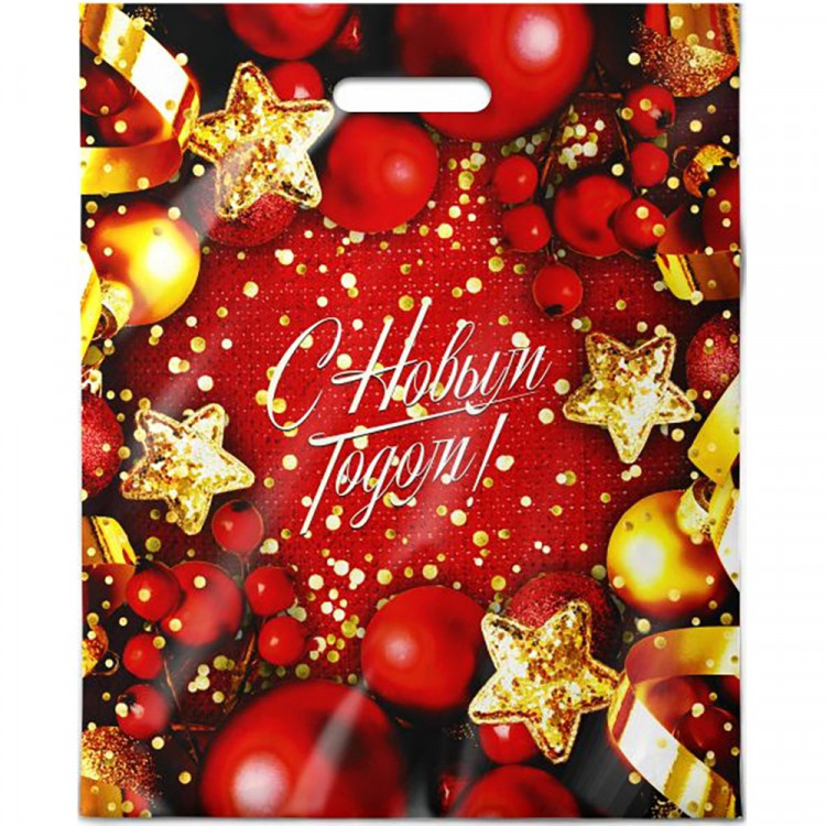 Пакет ПВД прорезная ручка 38*47+6см 60мкм НГ Конфетти