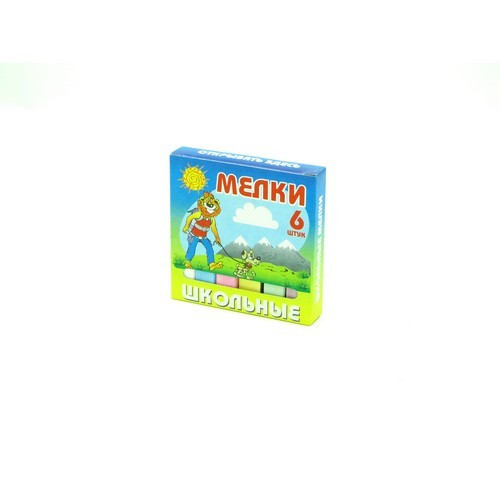 Мел школьный цветной 6 штук в упаковке (ПЕГАС) средний мягкий квадрат Россия