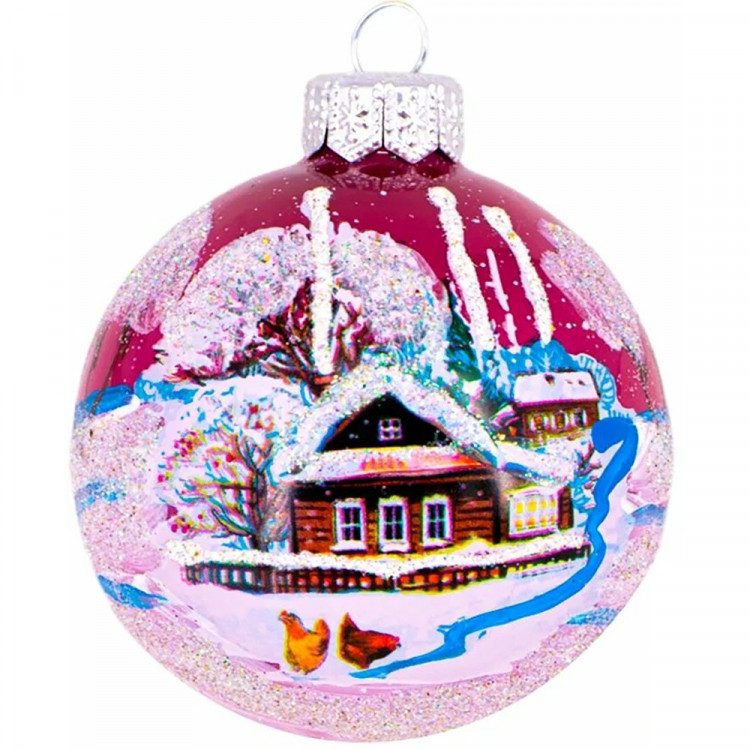 Шар стекло 06,5см "Крестьянские домики" п/у арт.КУ-65-234129