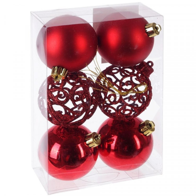 Набор шаров 06см 06шт/наб. "Вензель" цв.красный арт.722898