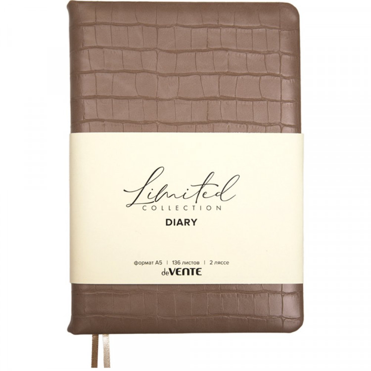 Ежедневник А5 недат. к/з deVENTE "Barbara" кофе с молоком, крем.бумага, 136л, 2 ляссе арт.2234674