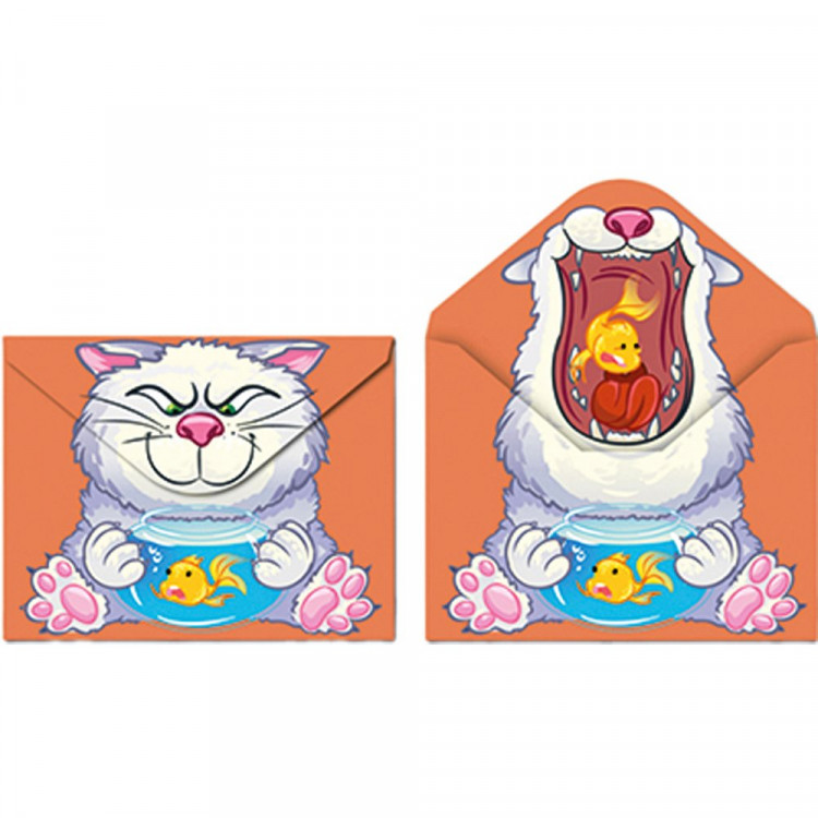 Папка-конверт на кнопке А4 (CENTRUM) 180мкм Кот с рыбкой арт.75701