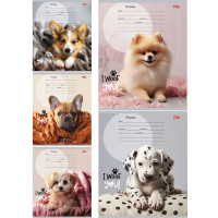 Тетрадь 12 листов клетка (Profit) Прелестные щеночки цветная мелованная обложка ассорти арт.12-8828