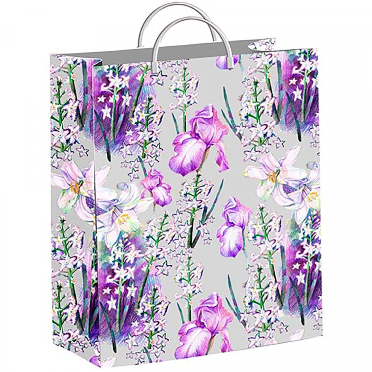 Пакет ПВД с пластиковыми ручками 30*40+10 Винтаж серый