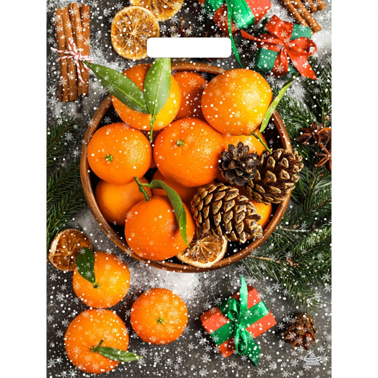 Пакет ПВД прорезная ручка 31*40см 60мкм НГ Мандарины