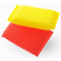 Губки для посуды 2 штуки в упаковке 100*65*20 ТМ Мистер Бульк  в пластиковой оплетке для тефлоновой посуды и стеклокерамики (Ст.20)