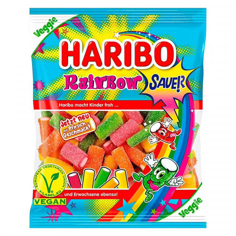 Жевательный мармелад Haribo Rainbow Fizz ((радужная шипучка)  160гр  (Ст.40)