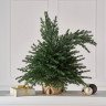Елка настольная 90см (хвоя 100% литая, подставка пенёк+мешковина) 