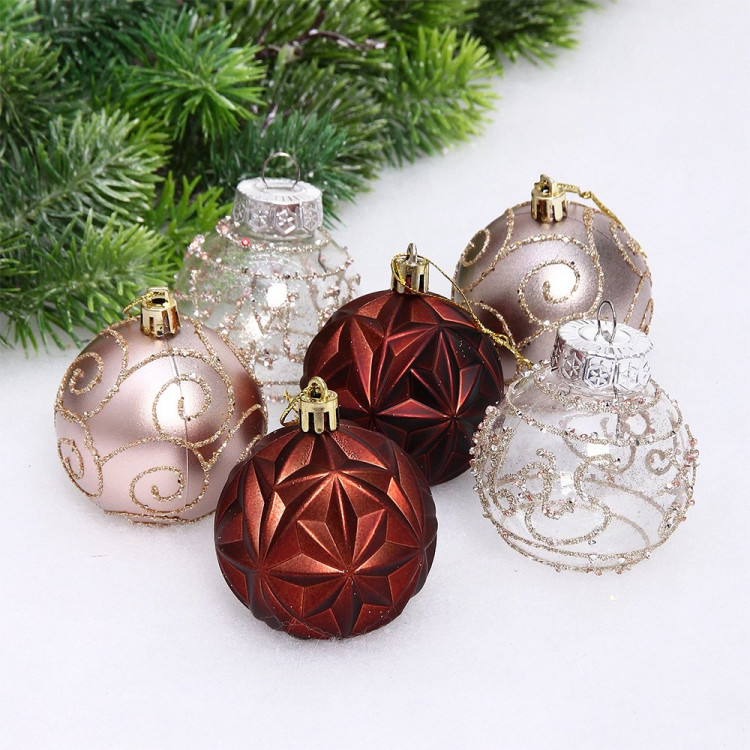 Набор шаров 06см 06шт/наб. "Фантазия" цв.шоколад/шампань арт.201-5136 Набор шаров 06см 06шт/наб. "Фантазия" цв.шоколад/шампань арт.201-5136