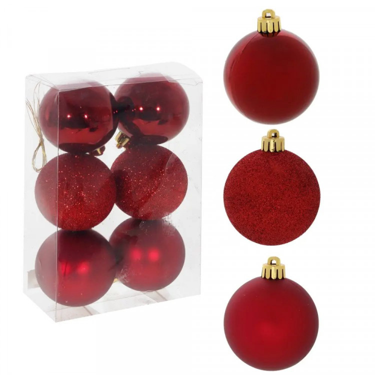 Набор шаров 06см 06шт/наб. "Романс" цв.красный арт.753630