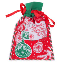 Мешок д/подарка с затяжной тесьмой 20*30см цв.красный арт.95083