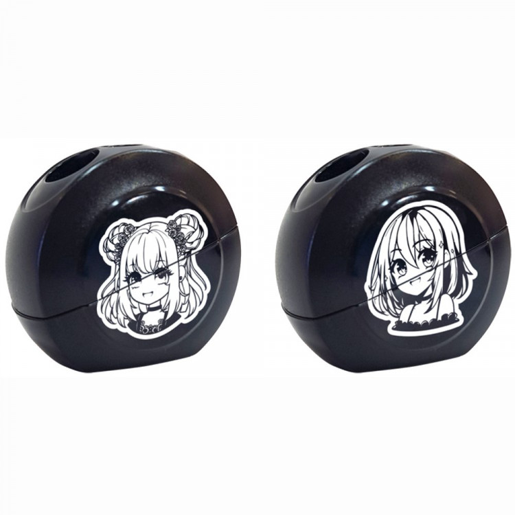 Точилка пластиковая (deVENTE) Korokoro 2 отверстия с контейнером черная ассорти арт.8031506