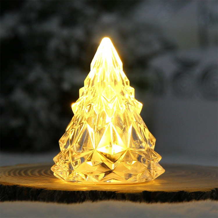 Сувенир с подсветкой LED "Ёлочка Кристальная" 08см свет.т.белый арт.700-0636