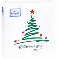 Салфетки бумажные 20*20см 2 слоя 20шт/уп. Bouquet "С Новым годом!" арт.57838