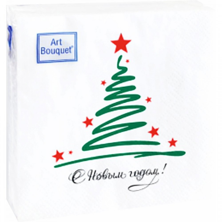 Салфетки бумажные 20*20см 2 слоя 20шт/уп. Bouquet "С Новым годом!" арт.57838