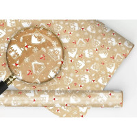 Бумага упаковочная крафт 974*674мм "Пряничные домики и ягоды" арт.152502545