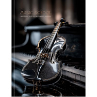 Дневник для музыкальной школы твердая обложка 48 листов (Prof-Press) Черная скрипка-1 глянцевая ламинация арт.Д48-9464