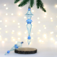 Украшение декор.подвеска пластик "Сосулька. Изящные переливы" 19см 02шт/наб. цв.голубой арт.107-6119