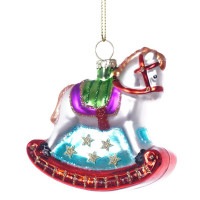 Фигурка на ёлку стекло (серия Символ года) 08см "Лошадка-качалка" без уп. арт.826443