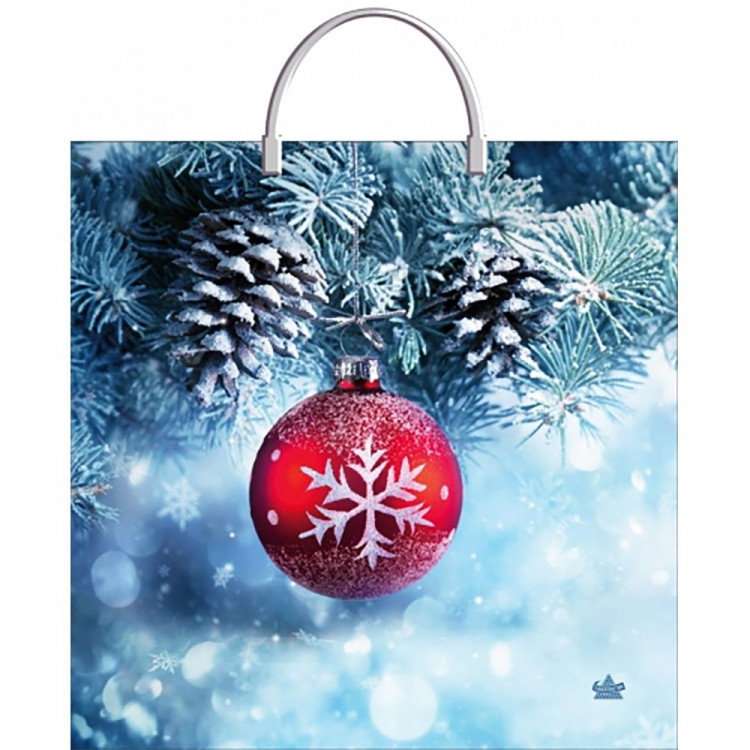 Пакет ПВД с пластиковыми ручками 36*37+10см 100мкм НГ Морозное настроение