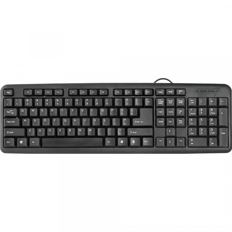 Клавиатура проводная Defender HB-420 RU, полноразмерная, 3 клавиши управления питанием, USB, чёрный