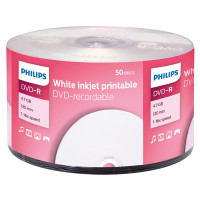 Диск DVD-R Philips 4.7 Gb, 16x, Bulk (50), Ink Printable + конверт, ШТУКА