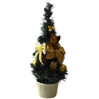 Композиция новогодняя настольная в горшочке "Зимняя нежность" 40см цв.золото арт.107-6190