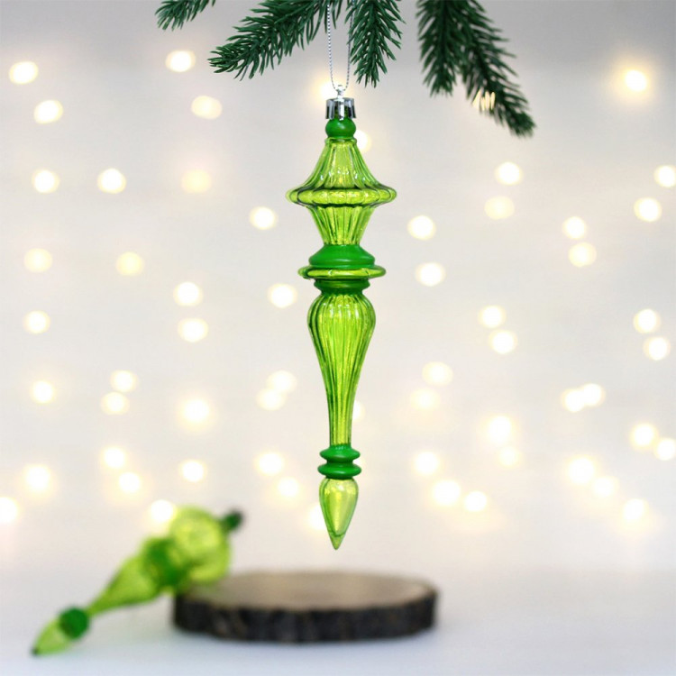 Украшение декор.подвеска пластик "Сосулька. Изящные переливы" 19см 02шт/наб. цв.зеленый арт.107-6121