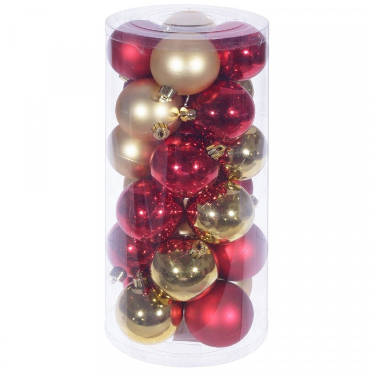 Набор шаров 06см 24шт/наб. "Менуэт" цв.красный/золото арт.722923