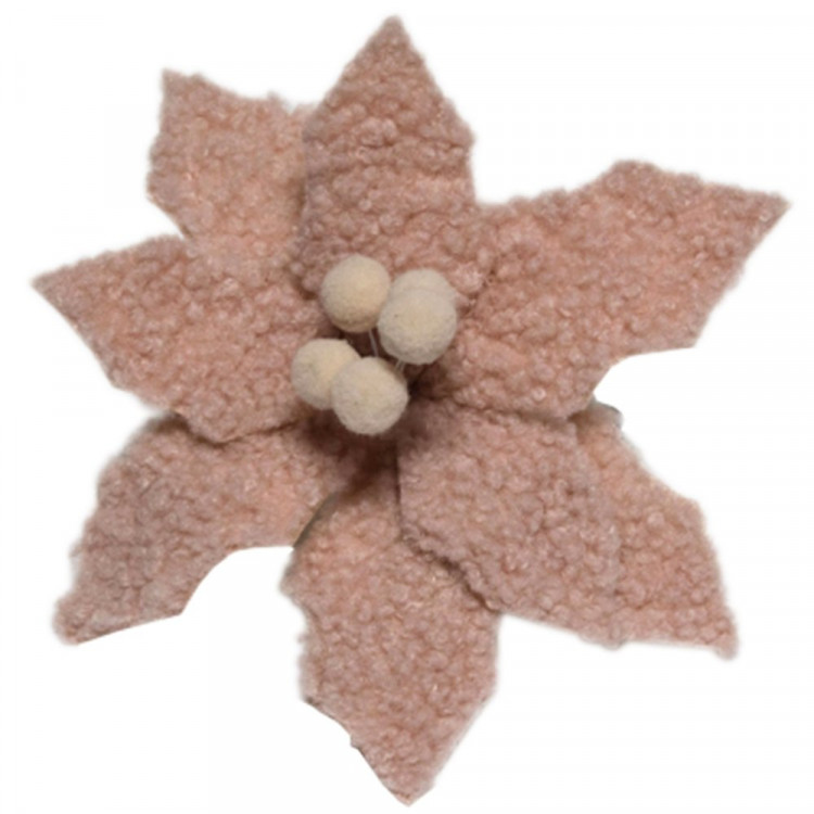 Украшение декор. на клипсе "Цветок. Пуансеттия" 24см цв.розовая пудра арт.92454