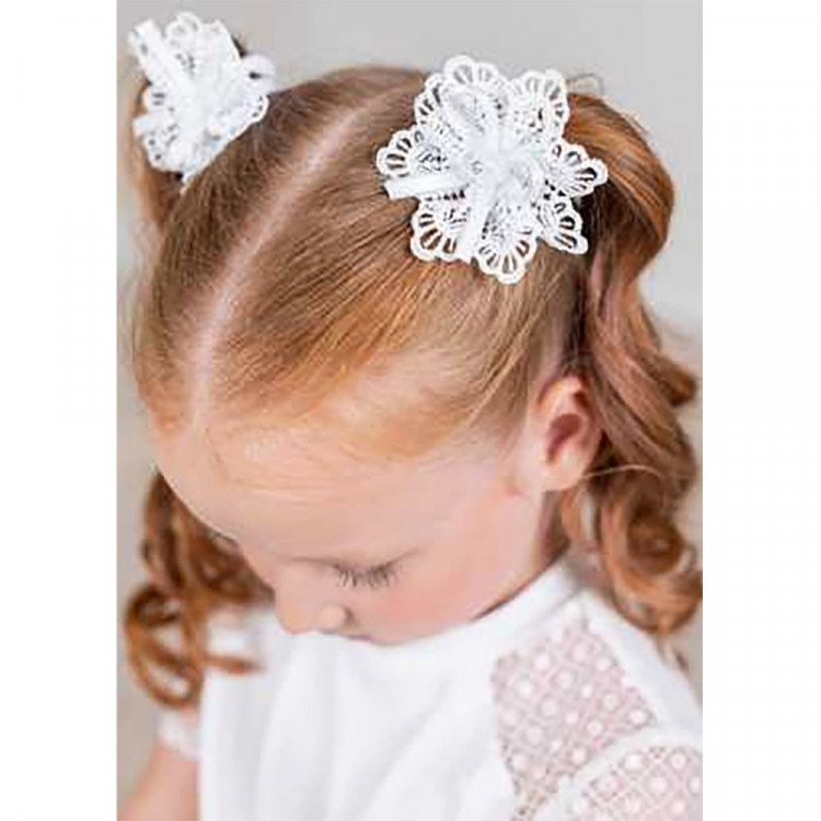 Бант для волос белый Кибела 6см