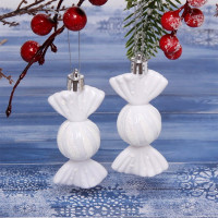 Фигурка на ёлку пластик "Конфетки.Очарование" 08см 02шт/наб. цв. белый арт.916-0417 Фигурка на ёлку пластик "Конфетки.Очарование" 08см 02шт/наб. цв. белый арт.916-0417
