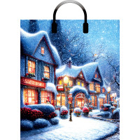 Пакет ПВД с пластиковыми ручками 38*45+3см 90мкм НГ Рождественская ночь