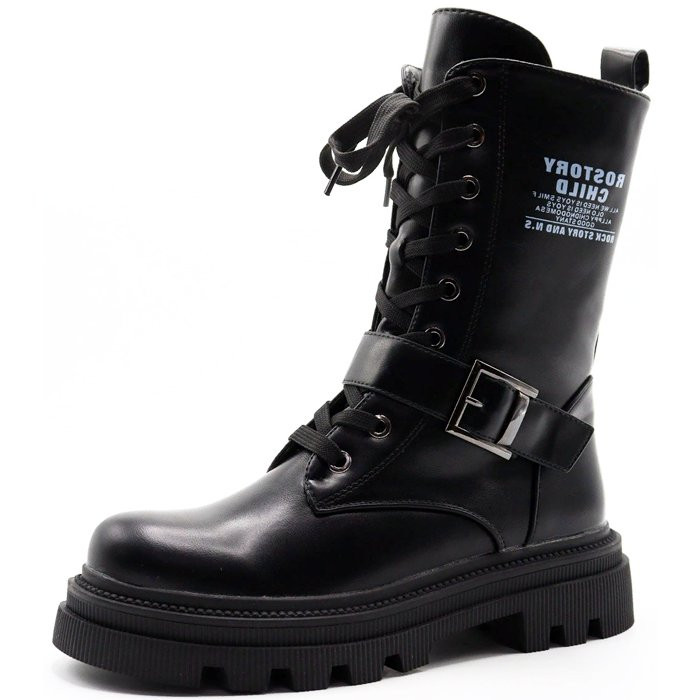 Ботинки для девочки (Nalisha) черный верх-искуственная кожа подкладка - искуственная шерсть  артикул apb-6009-3